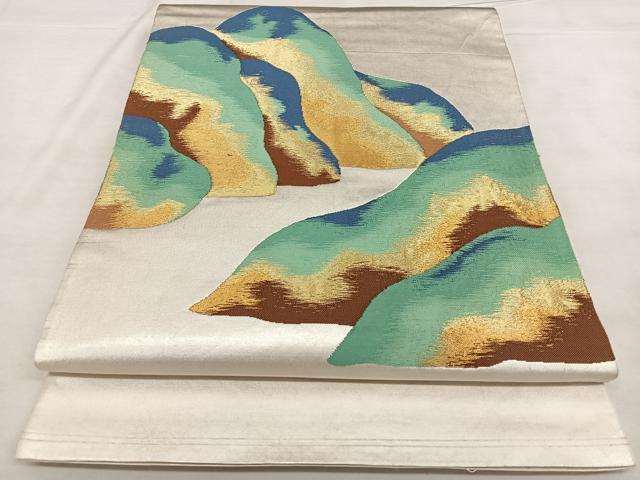平和屋着物◎太鼓柄袋帯 遠山文 金糸 引箔 正絹 逸品 BAAX1183qw