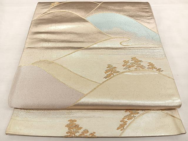 平和屋着物◎六通柄袋帯 唐織 遠山文 金銀糸 正絹 逸品 BAAX1187qw