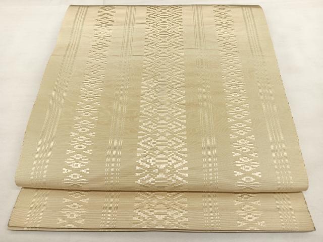 平和屋着物◎本場筑前博多織 八寸名古屋帯 献上 枯色 正絹 逸品 BAAX1191qw