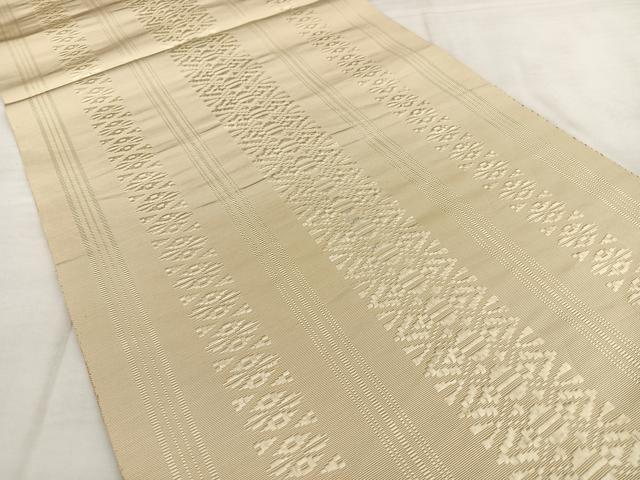 平和屋着物◎本場筑前博多織 八寸名古屋帯 献上 枯色 正絹 逸品 BAAX1191qw