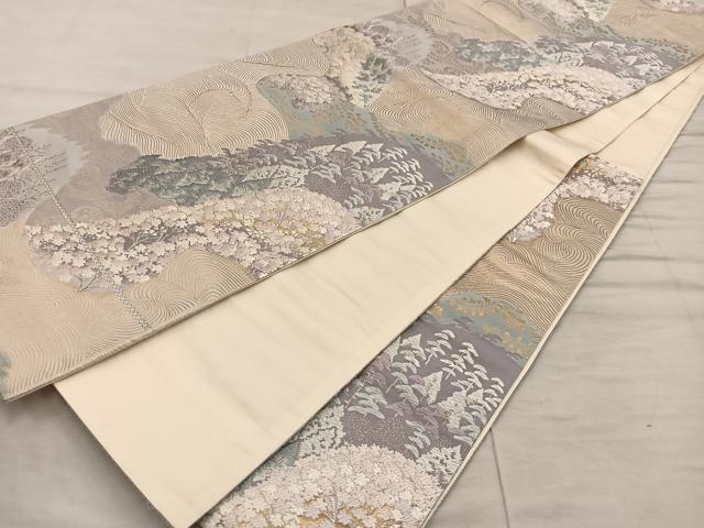 平和屋着物◎六通柄袋帯 唐織 樹林文 金糸 正絹 逸品 BAAX1237mz