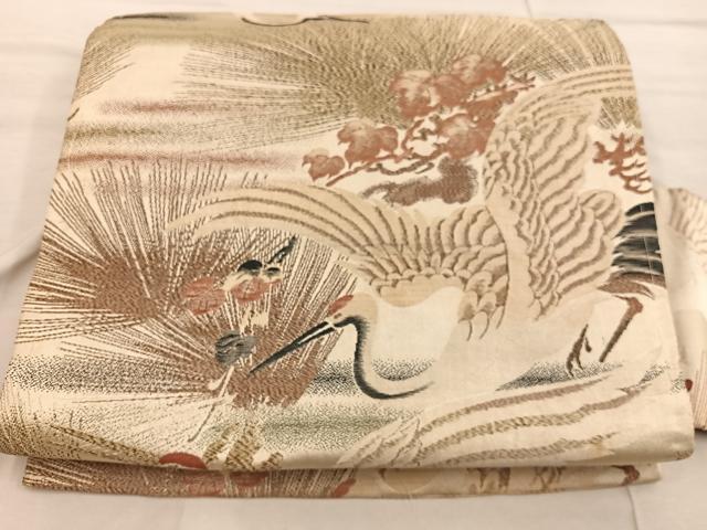 平和屋着物◎アンティーク 大正ロマン 九寸名古屋帯飛鶴文 正絹 逸品 BAAX1245mz