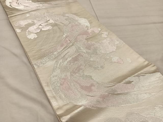 平和屋着物◎六通柄 京袋帯 立波文 銀糸 正絹 逸品 BAAX1252mz
