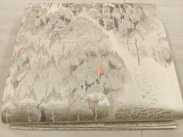 平和屋着物◎六通柄袋帯 古京錦 樹林文 二重引箔 正絹 逸品 BAAX1261mz
