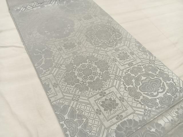 平和屋着物◎全通柄袋帯 草花文 正絹 逸品 BAAX1271mz