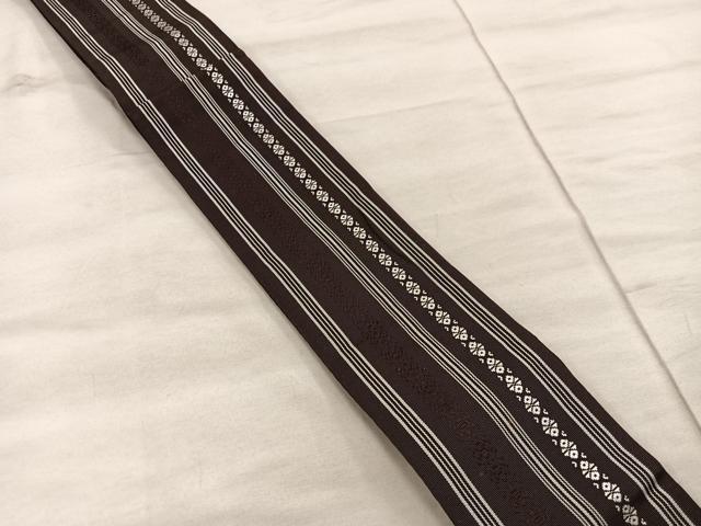 平和屋着物◎男性 本場筑前博多織 角帯 献上 証紙付き 正絹 逸品 BAAX1293mz