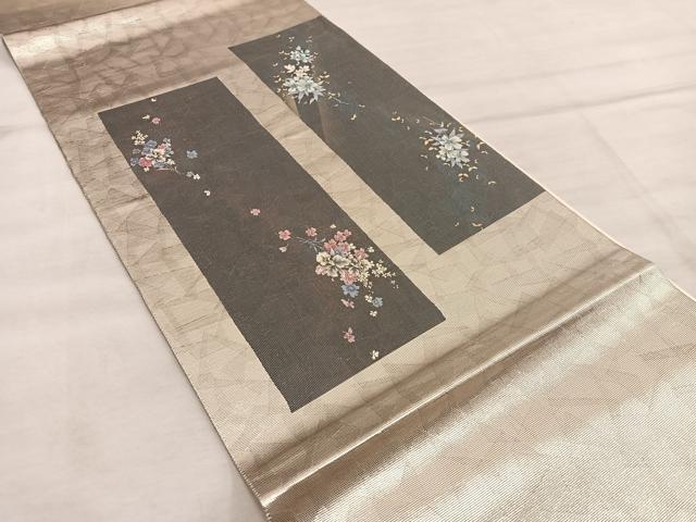 平和屋着物◎太鼓柄袋帯 短冊花文 正絹 逸品 BAAX1316mz