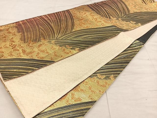 平和屋着物◎佐賀錦 六通柄袋帯 舞蝶文 金糸 正絹 逸品 BAAX1342mz