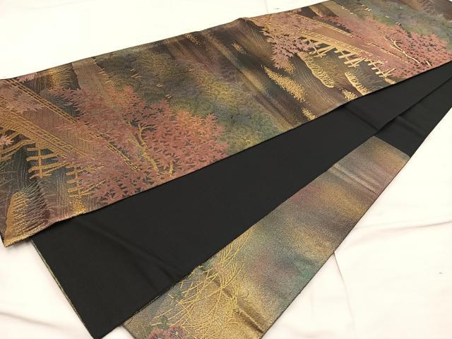 平和屋着物◎六通柄袋帯 嵐山 金糸 引箔 正絹 逸品 BAAX1353mz