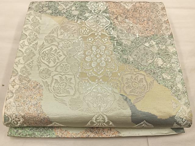 平和屋着物◎六通柄袋帯 宝相華 銀糸 正絹 逸品 BAAX1356mz