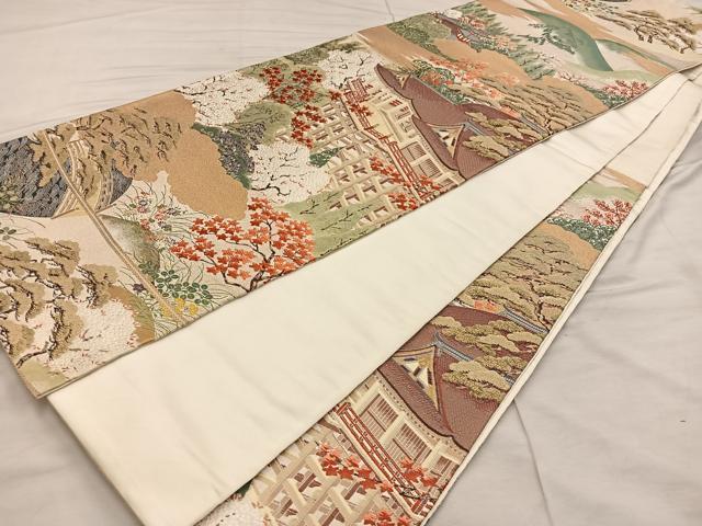 平和屋着物◎六通柄袋帯 唐織 京名所 金糸 正絹 逸品 BAAX1361mz