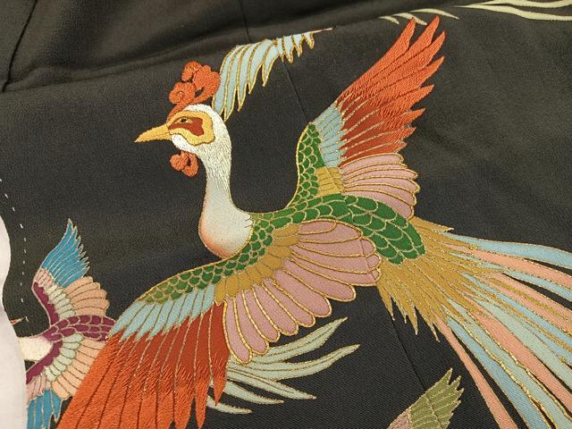 平和屋着物■豪華黒留袖 駒刺繍 鳳凰 金彩 正絹 逸品 BAAX1369mz