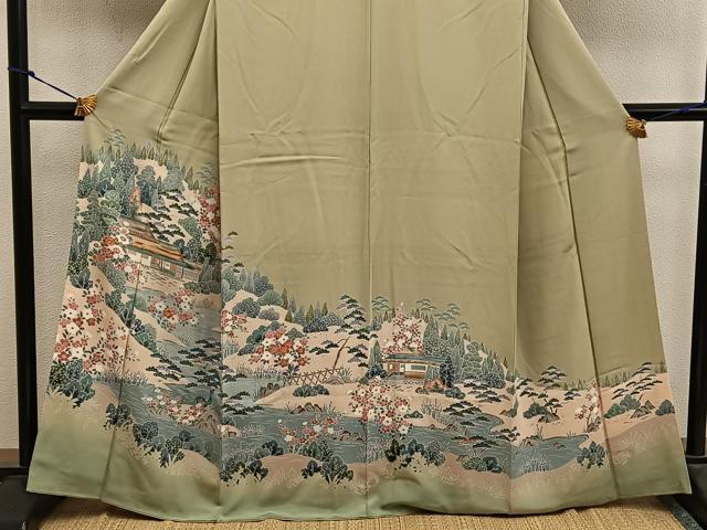 平和屋着物■豪華色留袖 風景花文 正絹 逸品 BAAX1371mz