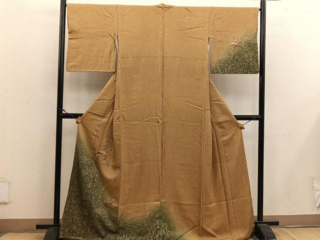 平和屋着物■訪問着 刺繍 雪輪花文 暈し染め 金彩 正絹 逸品 BAAX1373mz