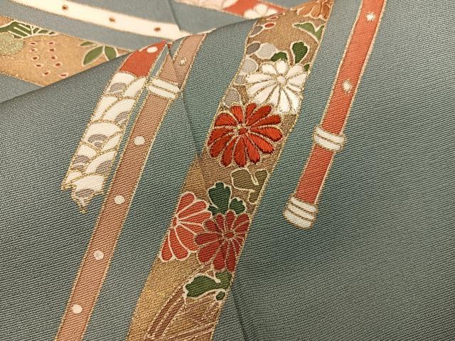 平和屋着物■訪問着 刺繍 横笛花文 金彩 正絹 逸品 BAAX1379mz