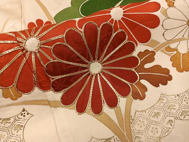 平和屋着物■豪華振袖 駒刺繍 雲重ね菊花文 金彩 正絹 逸品 BAAX1380mz