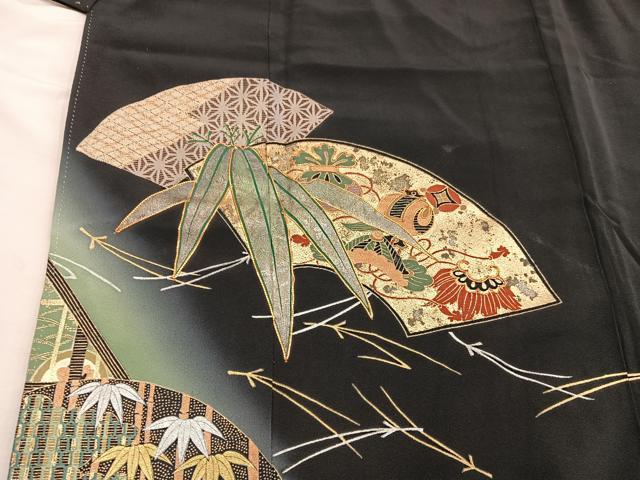平和屋着物■五代 歌舞伎役者 坂東八十助 黒留袖 駒刺繍 衣の年輪 暈し染め 金彩 正絹 逸品 BAAX1388mz