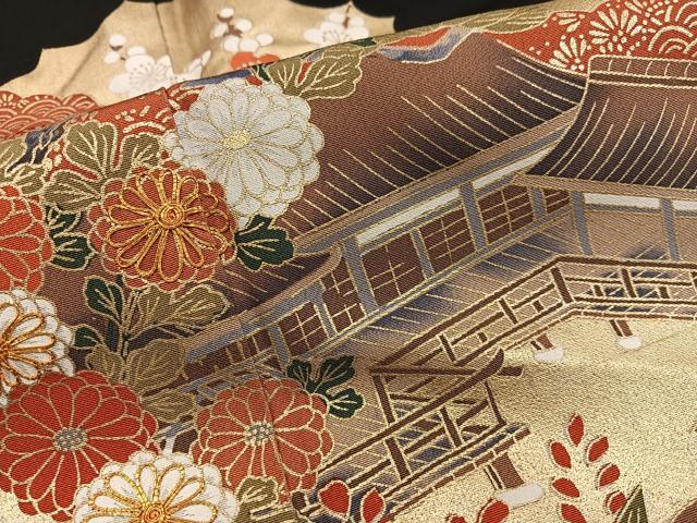 平和屋着物■豪華黒留袖 駒刺繍 風景花文 金彩 正絹 逸品 BAAX1397mz