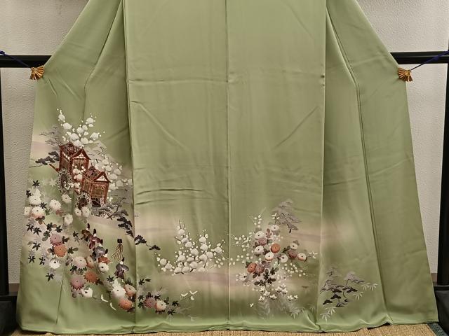平和屋着物■豪華色留袖 御所車花文 正絹 逸品 BAAX1398mz