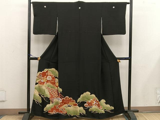 平和屋着物■豪華黒留袖 渡橋菊花文 金彩 正絹 逸品 BAAX1431mz