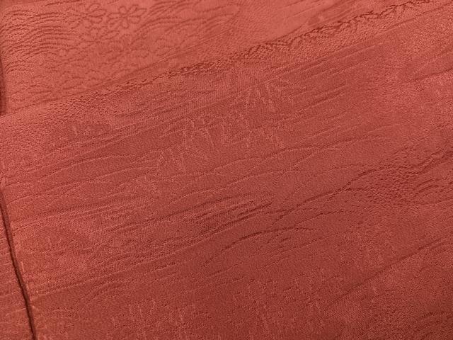 平和屋着物■上質な色無地 草花地紋 蘇芳色 正絹 逸品 BAAX1434mz