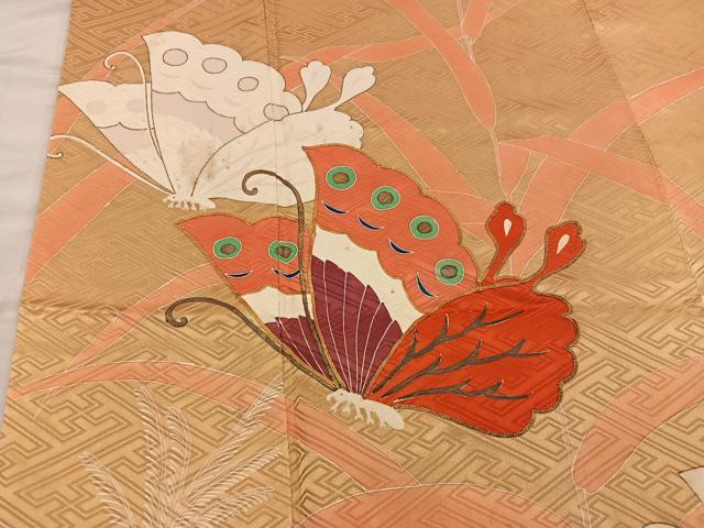平和屋着物■豪華振袖 駒刺繍 舞蝶文 金彩 正絹 逸品 BAAX1438mz