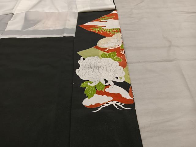 平和屋着物■豪華黒留袖 刺繍 飛鶴花文 正絹 逸品 BAAX1444mz