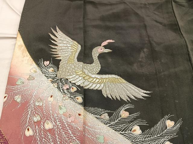 平和屋着物■豪華黒留袖 刺繍 鳳凰 金彩 正絹 逸品 BAAX1450mz