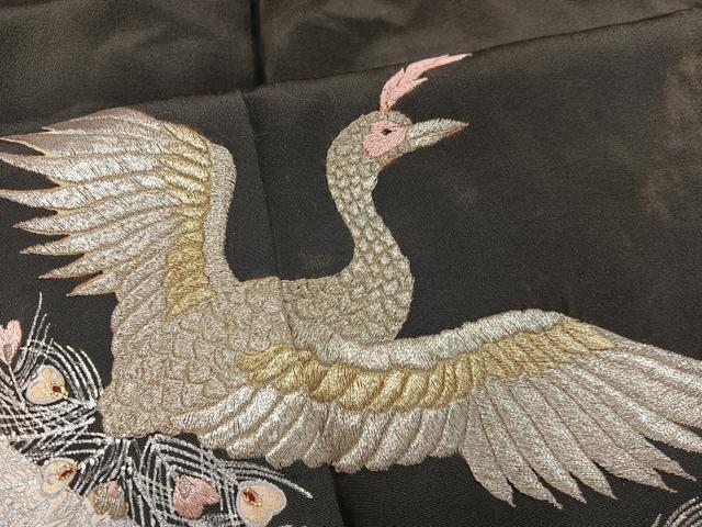 平和屋着物■豪華黒留袖 刺繍 鳳凰 金彩 正絹 逸品 BAAX1450mz