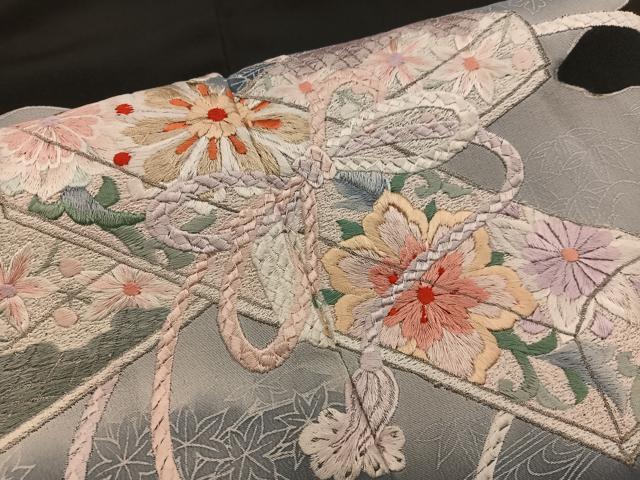 平和屋着物■豪華黒留袖 作家物 刺繍 文箱花文 正絹 逸品 BAAX1453mz