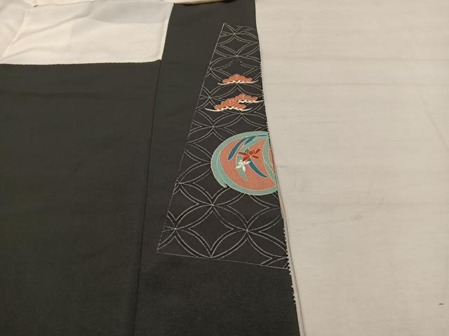 平和屋着物■豪華黒留袖 駒刺繍 草花丸文 正絹 逸品 BAAX1459mz