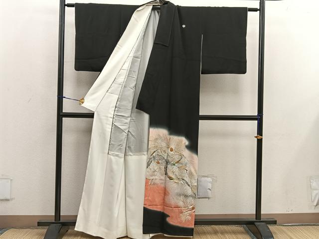 平和屋着物■豪華黒留袖 作家物 刺繍 枝葉文 暈し染め 金彩 正絹 逸品 BAAX1467mz
