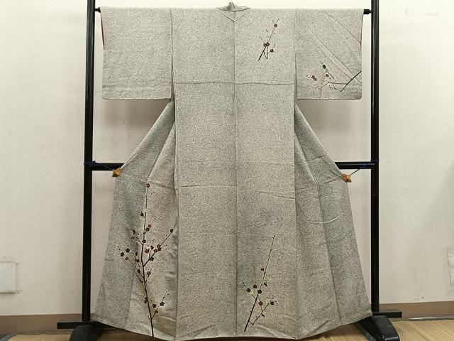 平和屋着物■訪問着 枝梅文 たたき染め 金彩 正絹 逸品 BAAX1477mz