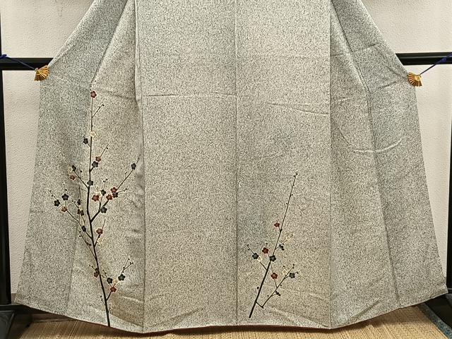 平和屋着物■訪問着 枝梅文 たたき染め 金彩 正絹 逸品 BAAX1477mz