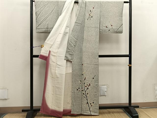 平和屋着物■訪問着 枝梅文 たたき染め 金彩 正絹 逸品 BAAX1477mz