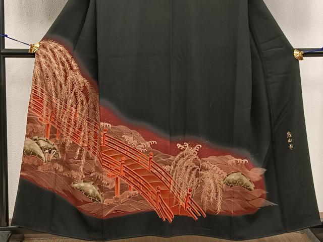平和屋着物■豪華黒留袖 作家物 嵐山 暈し染め 金彩 正絹 逸品 BAAX1478mz