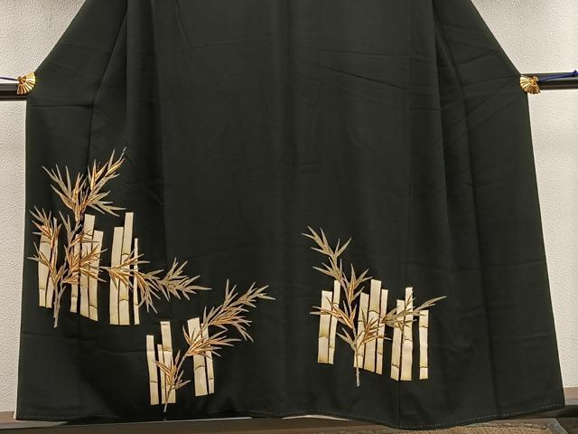 平和屋着物■豪華黒留袖 刺繍 笹の葉文 金彩 正絹 逸品 BAAX1484mz