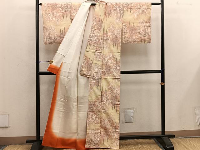 平和屋着物■上質な紬 枝葉文 正絹 逸品 BAAX1486mz