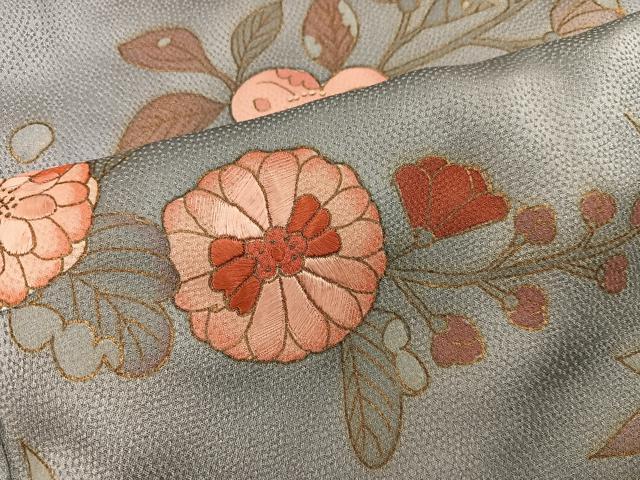 平和屋着物■訪問着 刺繍 草花文 金彩 正絹 逸品 BAAX1489mz