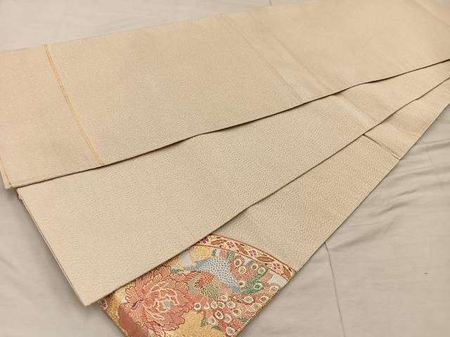 平和屋着物◎太鼓柄袋帯 牡丹園孔雀文 金糸 正絹 逸品 BAAX1532mz