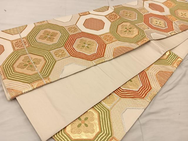 平和屋着物◎六通柄袋帯 蜀江花文 金銀糸 正絹 逸品 BAAX1538mz