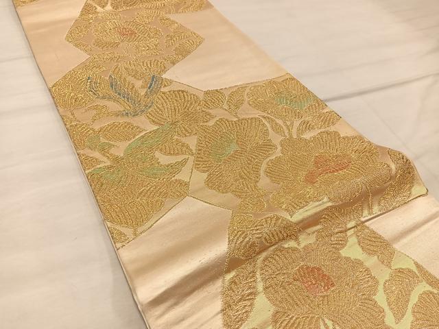 平和屋着物◎六通柄袋帯 鳳凰花文 金糸 正絹 逸品 BAAX1540mz