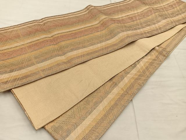平和屋着物◎六通柄袋帯 菱花文 金糸 正絹 逸品 BAAX1546mz
