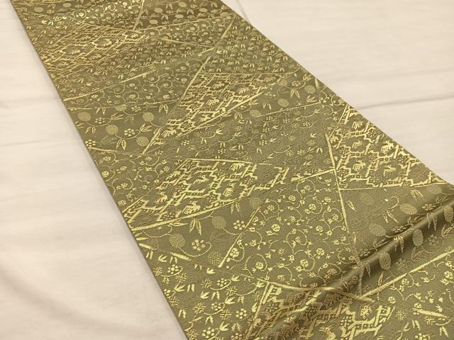 平和屋着物◎六通柄袋帯 切嵌唐草文 金糸 正絹 逸品 BAAX1550mz