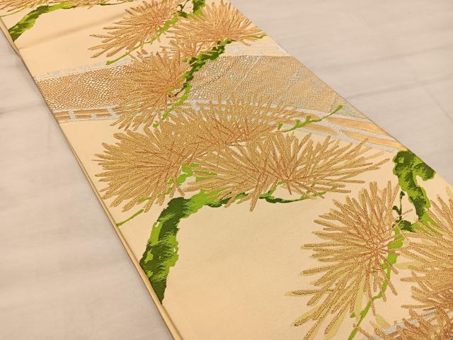 平和屋着物◎六通柄袋帯 渡橋草葉文 金銀糸 正絹 逸品 BAAX1551mz