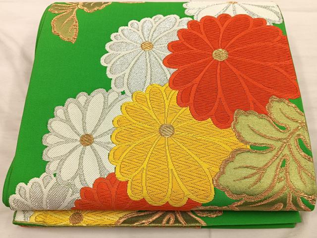平和屋着物◎西陣 六通柄袋帯 唐織 菊 金銀糸 正絹 逸品 未使用 BAAX1558mz