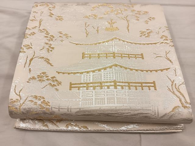 平和屋着物◎六通柄袋帯 金閣寺 金銀糸 正絹 逸品 BAAX1563mz