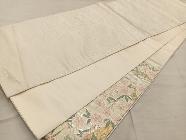 平和屋着物◎太鼓柄袋帯 唐織 鴛鴦花文 金糸 正絹 逸品 BAAX1568mz