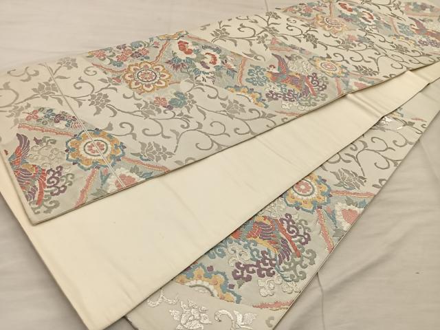 平和屋着物◎六通柄袋帯 花鳥文 金銀糸 正絹 逸品 BAAX1578mz