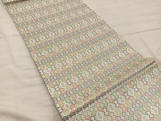平和屋着物◎佐賀錦 全通柄袋帯 幾何学文様 正絹 逸品 BAAX1583mz